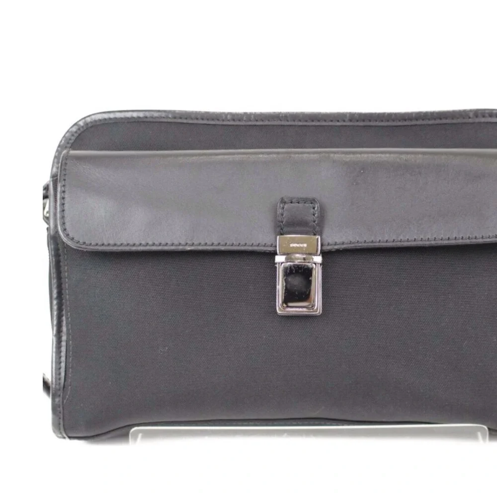 Gucci Black Nylon Leather Bag Silver Hardware Italy‎